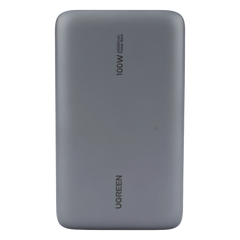 Power Bank de 20000mAh | 3 Salidas 100W Max. | USB-A + 2 USB-C | PD 3.0 | QC3.0 | FCP | SCP | Pantalla Inteligente | Carcasa Ignifuga | Color Gris | Incluye Cable USB de 50cm | Carga tu Laptop de Manera Segura.
