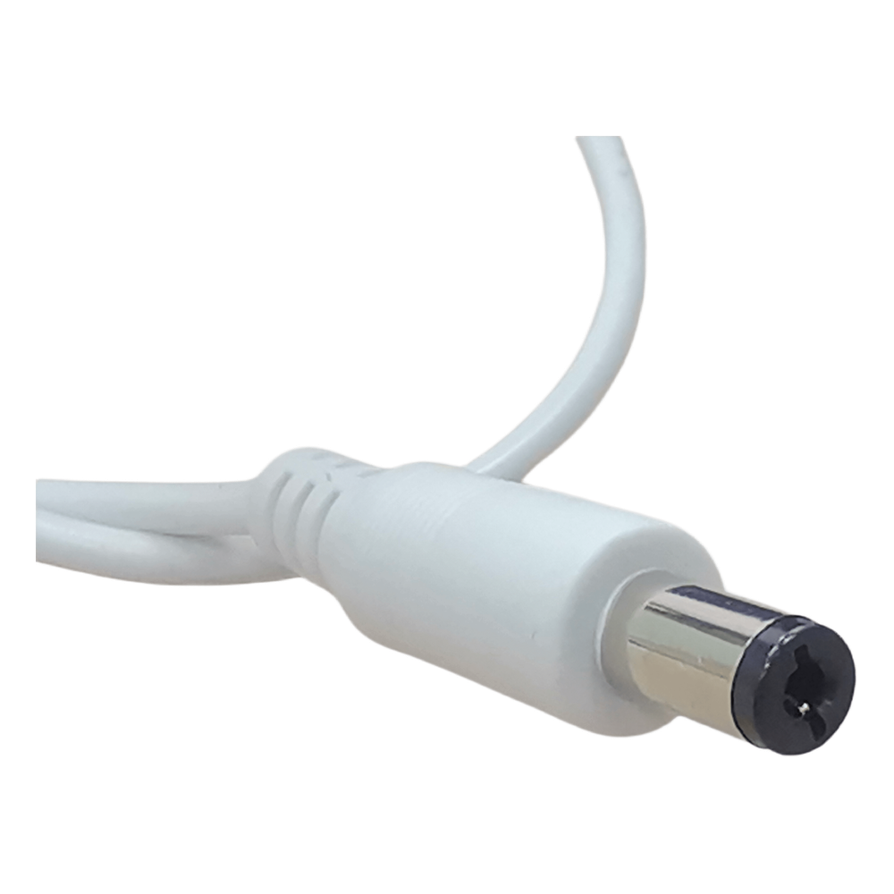 Cable con Conector Macho (Pigtail) | Forro Blanco |  Alimentación para Vcc con Puntas Libres | Polarizado | Largo 22 cm (8.66 Pulgadas) / Calibre 22AWG.