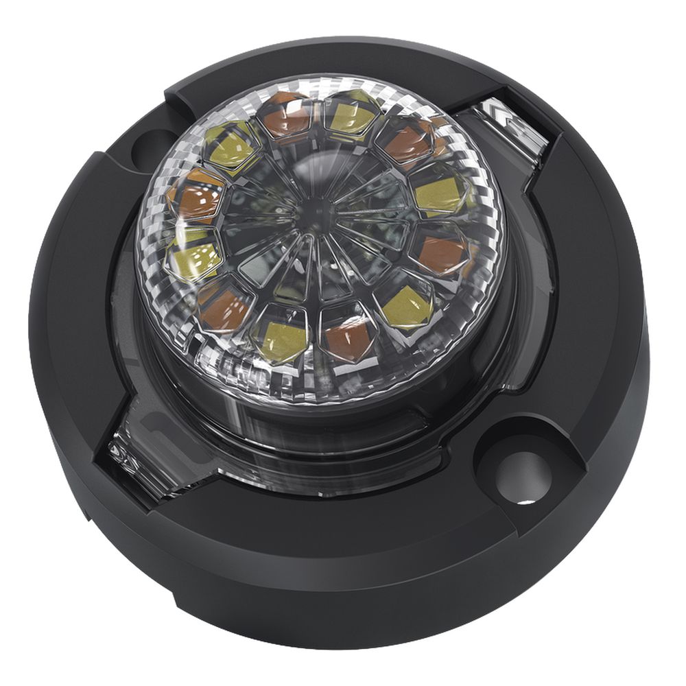 Estrobo Oculto de 12 LED, Brida negra, 12 Vcd, Clara, Lente transparente