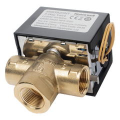Válvula de control eléctrica de 3 vías para fancoil, retorno por resorte, normalmente cerrada, 110 V CA, DN20 (3/4"), conexión NPT