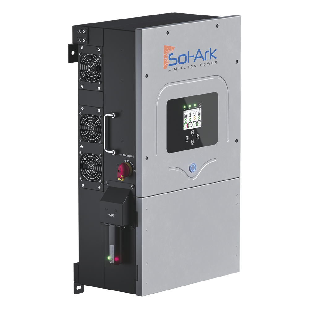 Inversor Hibrido SOL-ARK, 12 Kw, 220 Vcc, Fase Dividida, IP65, Entrada de Baterías a 48 Vcc