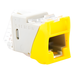 Jack Ultramax Cat5e, UTP, Montaje Híbrido en Placa de Pared (Plano y Angulado), Color Amarillo, Punch Down