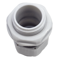 Conector Plástico Blanco Tipo Glándula para Rosca NPT 1/2"