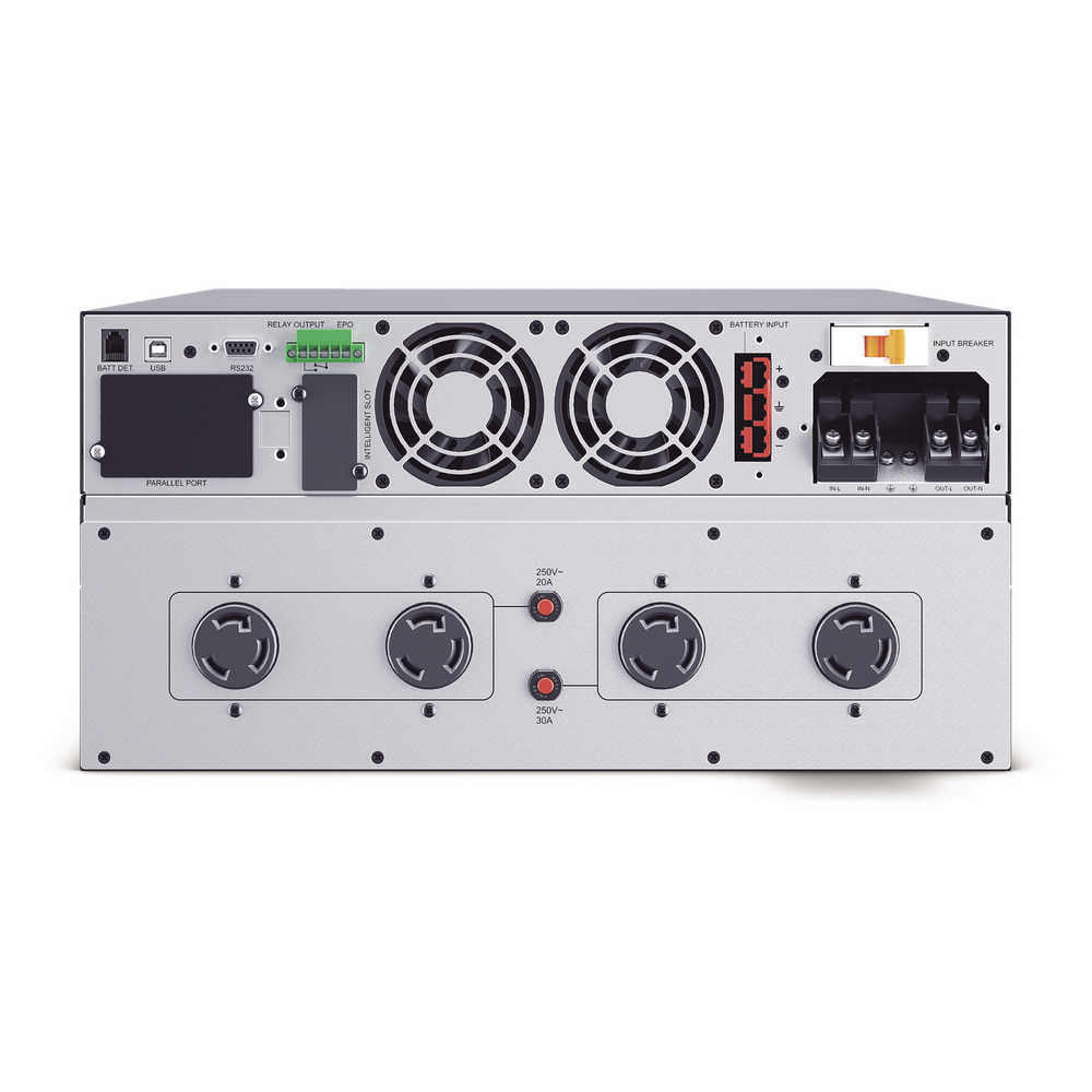 UPS de 6000 VA/5400 W, Online Doble Conversión, 200 - 240 Vac de Entrada Hardwire, Onda Senoidal Pura, Torre o Rack de 6 UR, Con 2 Tomas NEMA L6-20R y 2 NEMA L6-30R
