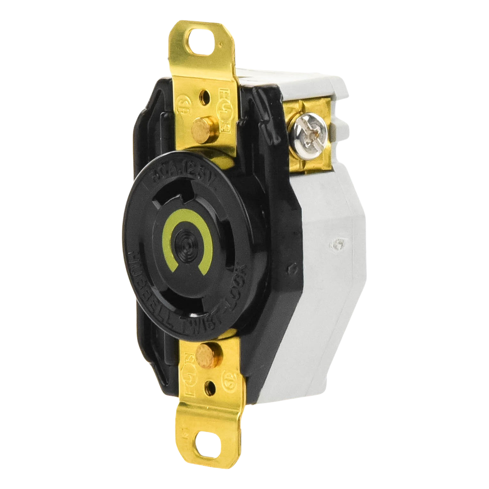 Receptáculo de Media Vuelta Industrial 30 A 125 V CA 2 Polos 3 Hilos (Nema L5-30R) Color Negro