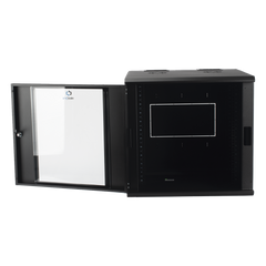 Gabinete Abatible de Pared (Con Marco Trasero) con Rack 19" de 12 Unidades. Ventana de Cristal Templado.