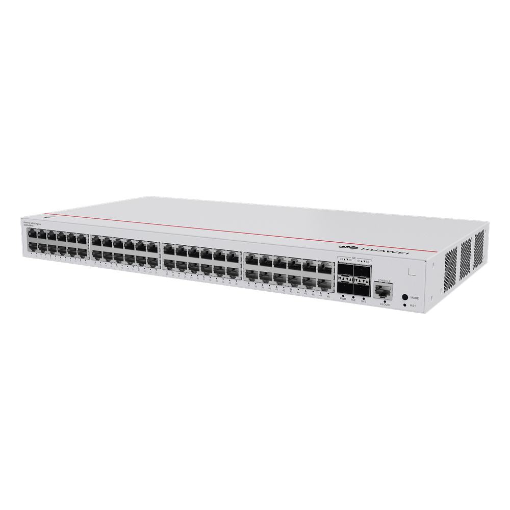 Switch de Acceso Gigabit Administrable PoE Capa 2 / 48 puertos 10/100/1000 Mbps (PoE) / 4 Puertos 1GE SFP Uplink / ERPS / IMGP Snooping / DHCP Snooping / PoE Perpetuo / 380W / Administración Nube Gratis