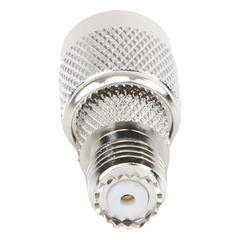 Adaptador en Línea de Conector Mini-UHF Hembra a TNC Macho, Níquel/ Oro/ Teflón.