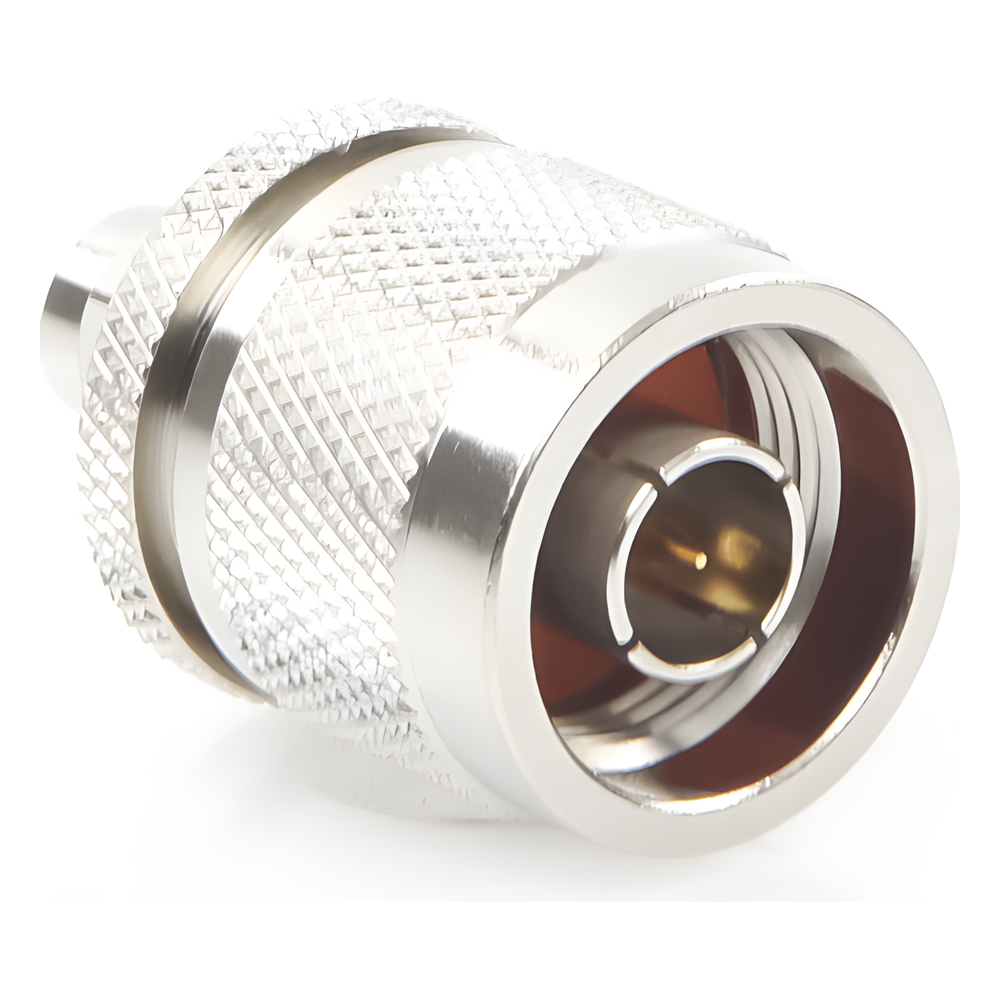 Adaptador en Línea de Conector SMA Macho a N Macho, Níquel/ Oro/ Teflón.