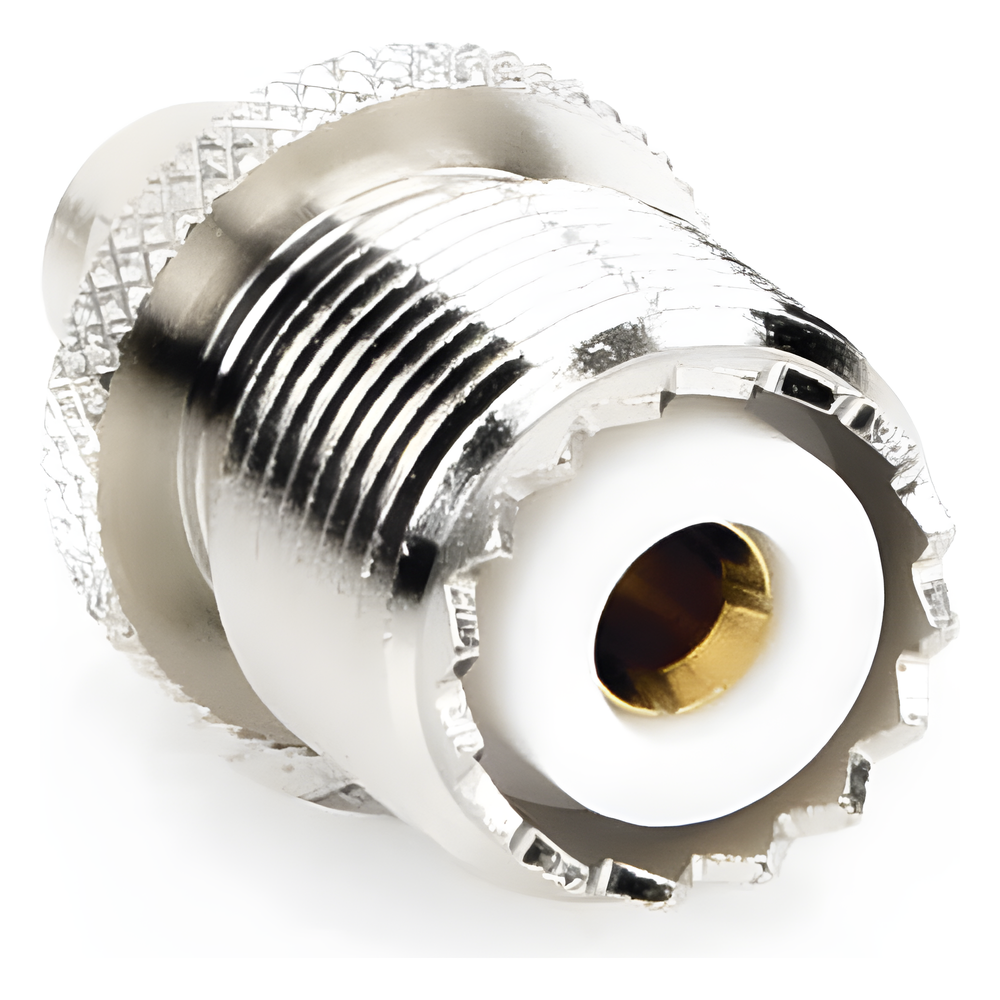 Adaptador en Línea, de Conector SMA Macho a UHF Hembra (SO-239), Níquel/ Oro/ Teflón.