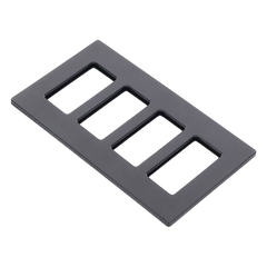 Placa de pared de 4 espacios sin tornillos visibles, acabado satinado color Midnight (gris oscuro), para atenuadores y controles Lutron con apertura tipo designer