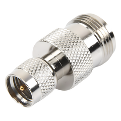 Adaptador en Línea, de Conector Mini-UHF Macho a N Hembra, Níquel/ Oro/ Teflón.