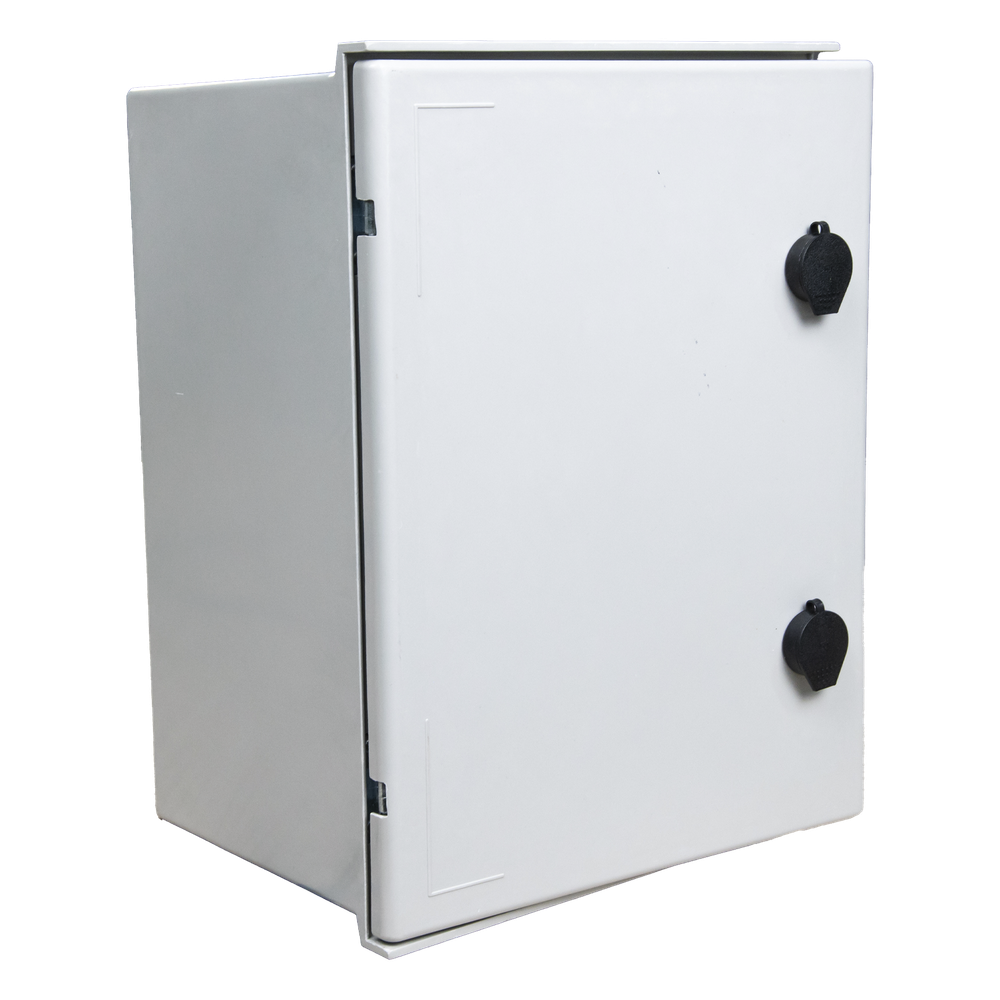 KIT de Gabinete de Poliéster (300 x 400 x 200 mm) + Controlador de Carga con Switch PoE (5) + Batería de 12V 7Ah