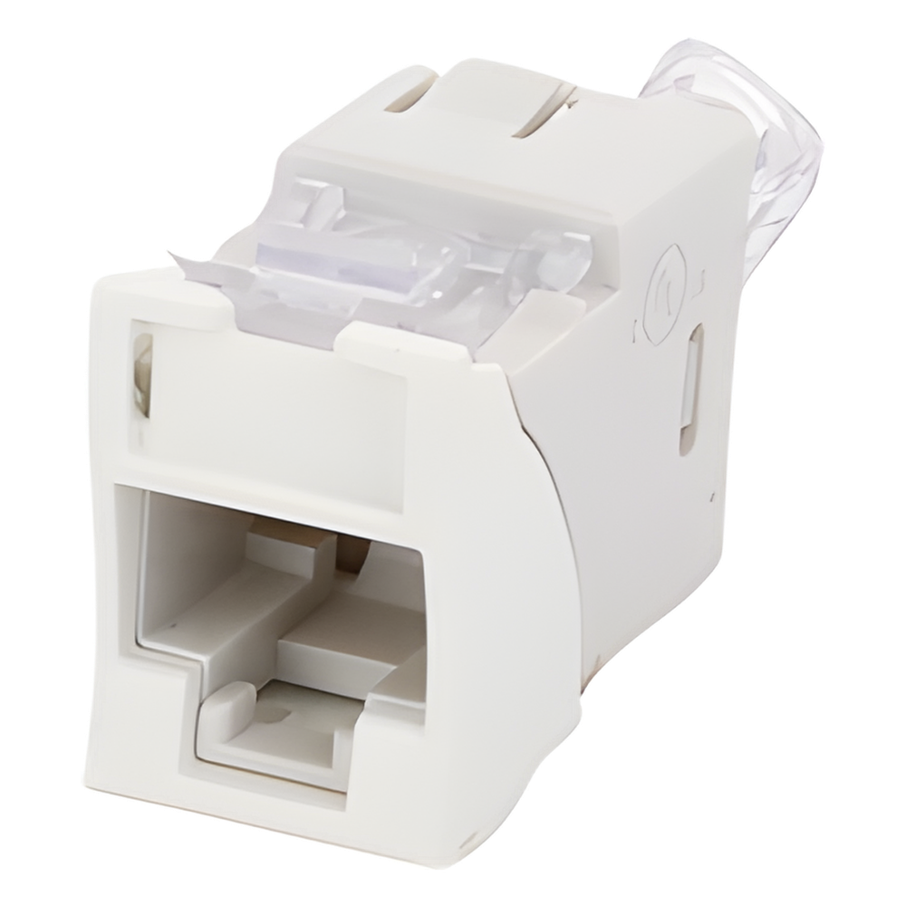 Jack Ultramax Cat6, UTP, Montaje Híbrido en Placa de Pared (Plano y Angulado), Color Blanco, Punch Down