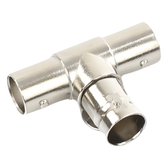 Adaptador en T para 75 Ohm de triple conectores BNC Hembras, Níquel/ Oro/ Teflón.
