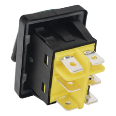 Interruptor tipo Switch con Led Color Verde / IP65 / Diseño Industrial / NO, COM, NC / Terminales tipo F1