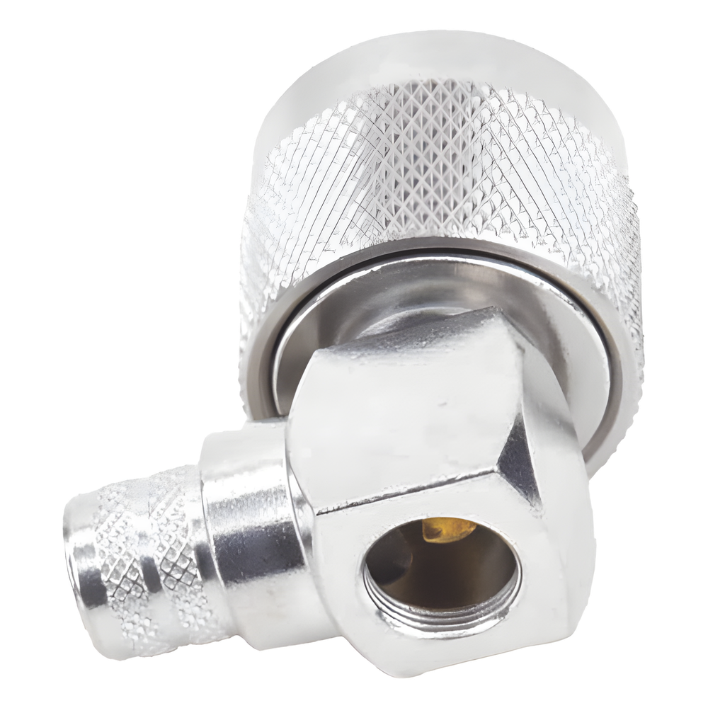 Conector N Macho en Ángulo Recto de Anillo Plegable para RG-8/U, 9913, LMR-400, Plata/ Oro/ Teflón