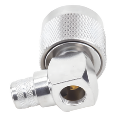 Conector N Macho en Ángulo Recto de Anillo Plegable para RG-8/U, 9913, LMR-400, Plata/ Oro/ Teflón