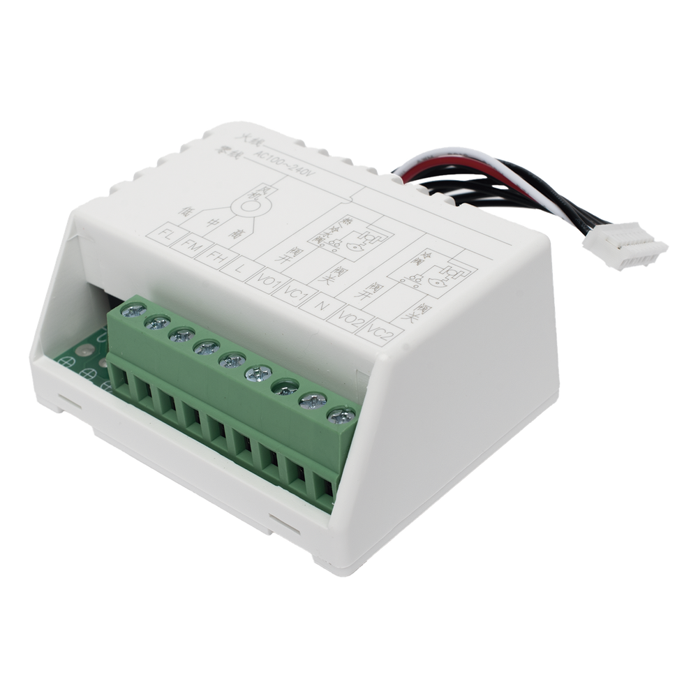 Controlador de temperatura de pared para fan coil de 2 o 4 tubos, salida on/off para válvula, control de ventilador manual o automático