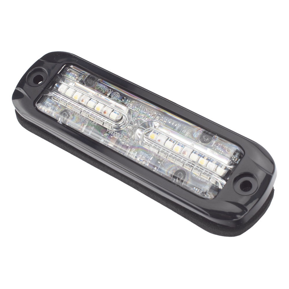 Luz Auxiliar de 18 LEDS, Tricolor Rojo/Azul/Blanco, Lente transparente