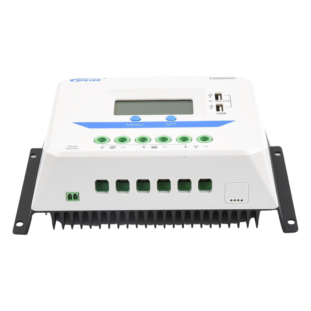 Controlador Solar PWM / 60A / 12/24V / Doble USB / Pantalla LCD / Tierra Positivo Común