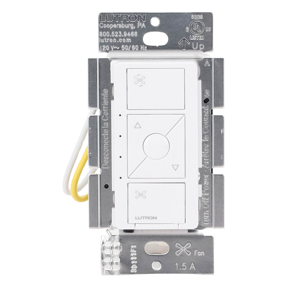 Control de velocidad inalámbrico Caseta Wireless para ventilador de techo de paletas, 120 V, 1.5 A, unipolar, requiere neutro, color blanco