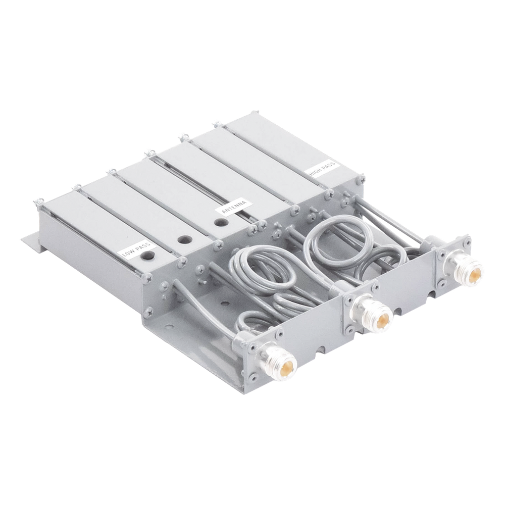 Duplexer SYSCOM en VHF, 6 Cav. 148-160 MHz, 50 Watt, 5 MHz Sep. Rechazo de Banda, N Hembras.