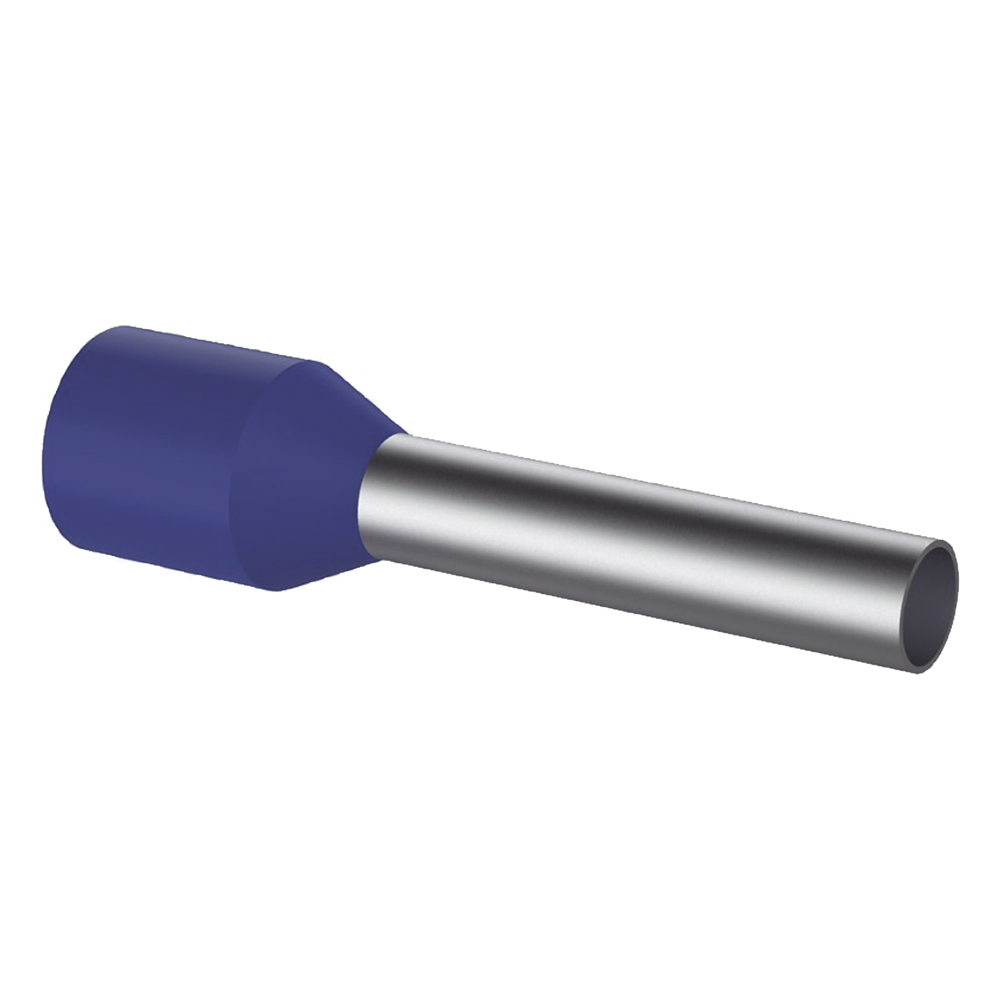 Ferrule Aislado PAN-TERM para Cable 14 AWG, Largo 12mm, DIN Color Azul. Paquete 500 Piezas