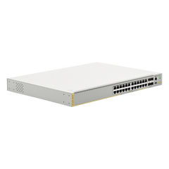 Switch inteligente de distribución o core, Stackeable, Capa 3, 24 x 1000 Mbps + 4 x SFP+ 10 G, Doble fuente de alimentación redundante