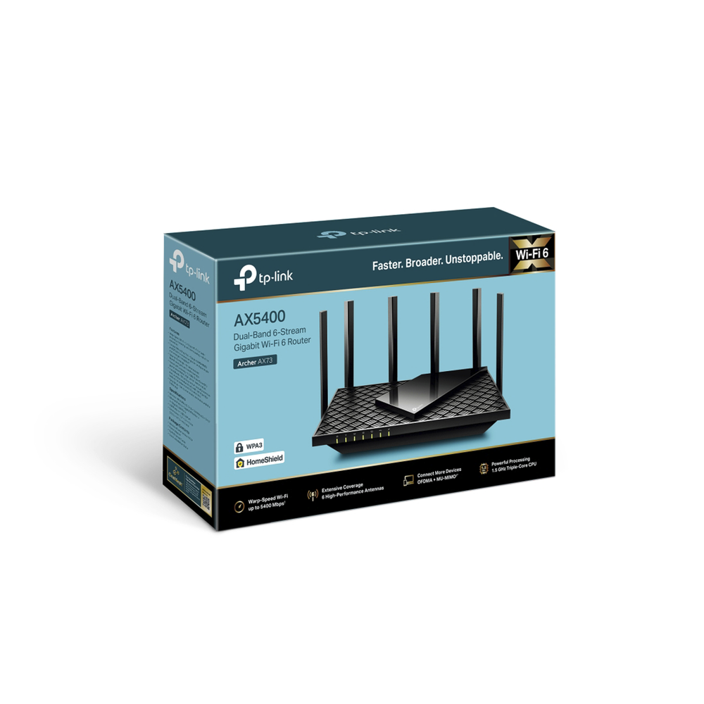 Router WiFi6 AX54000 / MIMO 4X4 / EasyMesh / 1 Puertos Gigabit WAN + 4 Puertos Gigabit LAN / OFDMA / Beamforming / WPA3 / Tether App / HomeShield / USB 3.0