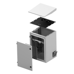 Gabinete de Exterior con Rack de 19" de 24U con Ventiladores y Termostato, Se envía el Gabinete Armado (Montaje a poste o torre se vende por separado).