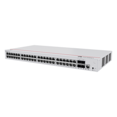 Switch de Distribución/Core Gigabit Administrable PoE Capa 3 / 48 puertos 10/100/1000 Mbps (PoE) / 4 Puertos 10GE SFP+ Uplink / ERPS / Rutas Estáticas / iStack / PoE Perpetuo / 380W / Administración Nube Gratis