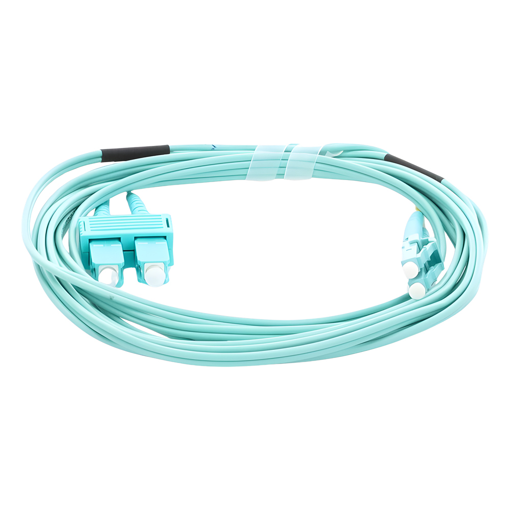 Jumper de Fibra Óptica Multimodo OM3 50/125 LC-SC OFNR (Riser), 2.0 mm, Dúplex, Aqua, 3 metros (9.84 pies)