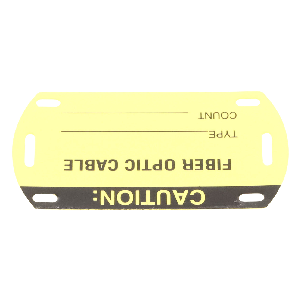 Kit de 5 Etiquetas Autolaminadas para Fibra Óptica, Para Uso Interior/Exterior, Dimensiones de 90.42 x 52.32 mm (3.56 x 2.06 pulgadas), Color Negro con Amarillo