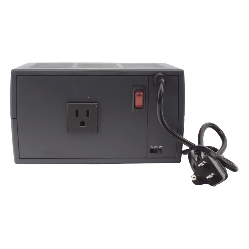 Regulador De Voltaje para Línea Blanca de 2500VA/1500W, Entrada NEMA 5-15P, Con 1 Salida NEMA 5-15R y Supresión de Picos a 245 Joules, Temporizador de Retardo