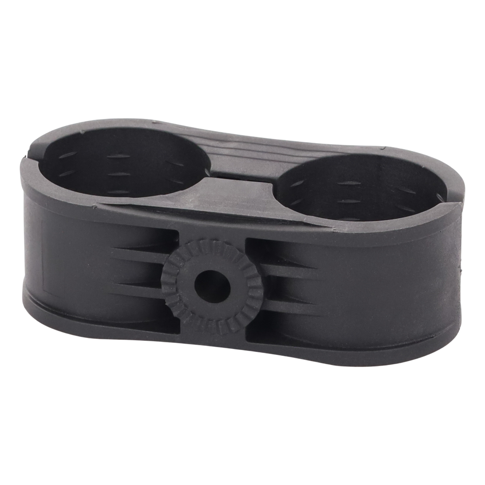 Sujetador Plástico para Cable Coaxial 1-5/8" / Doble / Montaje en Varilla Roscada 3/8" o M10 / Paquete de 10 Piezas