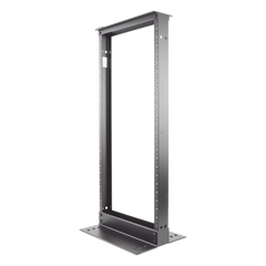 Rack de Dos Postes Estándar de 19 in, Rieles Numerados y Roscados #12-24, Fabricado en Aluminio, 24 Unidades de Rack, Color Negro