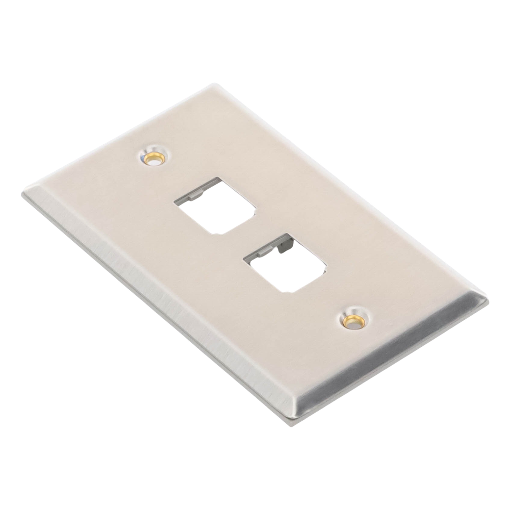 Placa de Pared Vertical, de Acero Inoxidable, Salida Para 2 Puertos Mini-Com