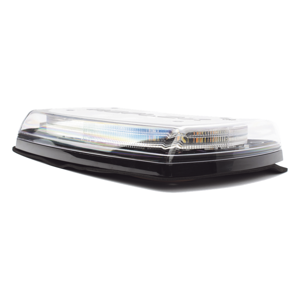 Mini torreta de 48 LED 10 Pulgadas, Ambar/Claro, Lente Transparente, Montaje Permamente Y Conexión Por Cableado