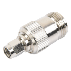 Adaptador en Línea, de Conector SMA Macho Inverso a N Hembra, Níquel/ Oro/ Teflón.