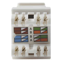 Módulo Jack Keystone Cat6 con Terminación 110 (Punchdown) Ángulo 180 - Color Blanco