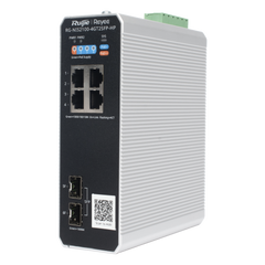 Switch Industrial PoE+ hasta 180 watts , Ideal para temperaturas Extremas y protección contra descargas, 1 puerto PoE++ 60W y 3 puertos PoE+ 30W, 2 SFP Uplink