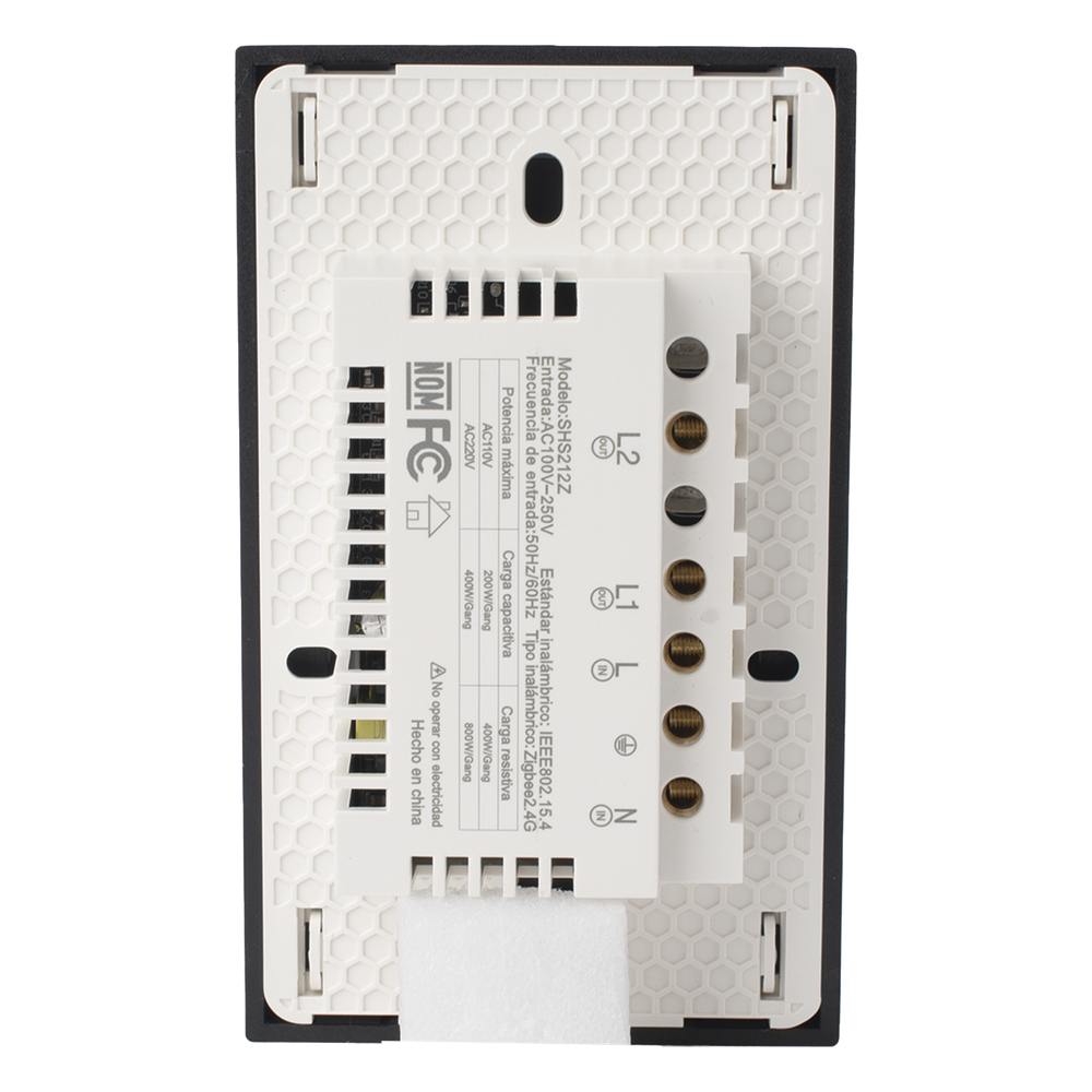 (ZigBee) Apagador switch inalámbrico ZigBee, control de 2 regresos de carga, 110V