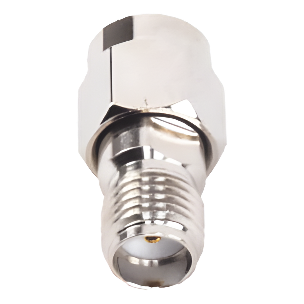 Adaptador en Línea de Conector SMA Macho Inverso a SMA Hembra, Níquel/ Oro/ Teflón.