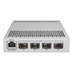 (CRS305-1G-4S+IN) Switch administrable Sistema Operativo Dual, puerto 1G Rj45, 4 puertos 10G SFP+ para Escritorio