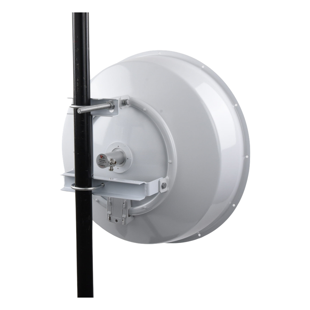 Antena direccional de alta resistencia, Ganancia 30 dBi, (4.9 -6.4 GHz), Plato hondo para mayor inmunidad al ruido, Conectores N-Hembra, Montaje incluido.