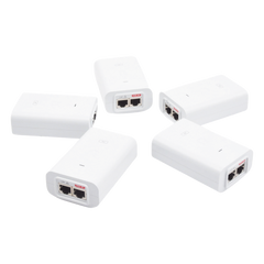 5 Unidades del Adaptador PoE Ubiquiti de 24 VDC, 1.0 A con puerto Gigabit, color blanco
