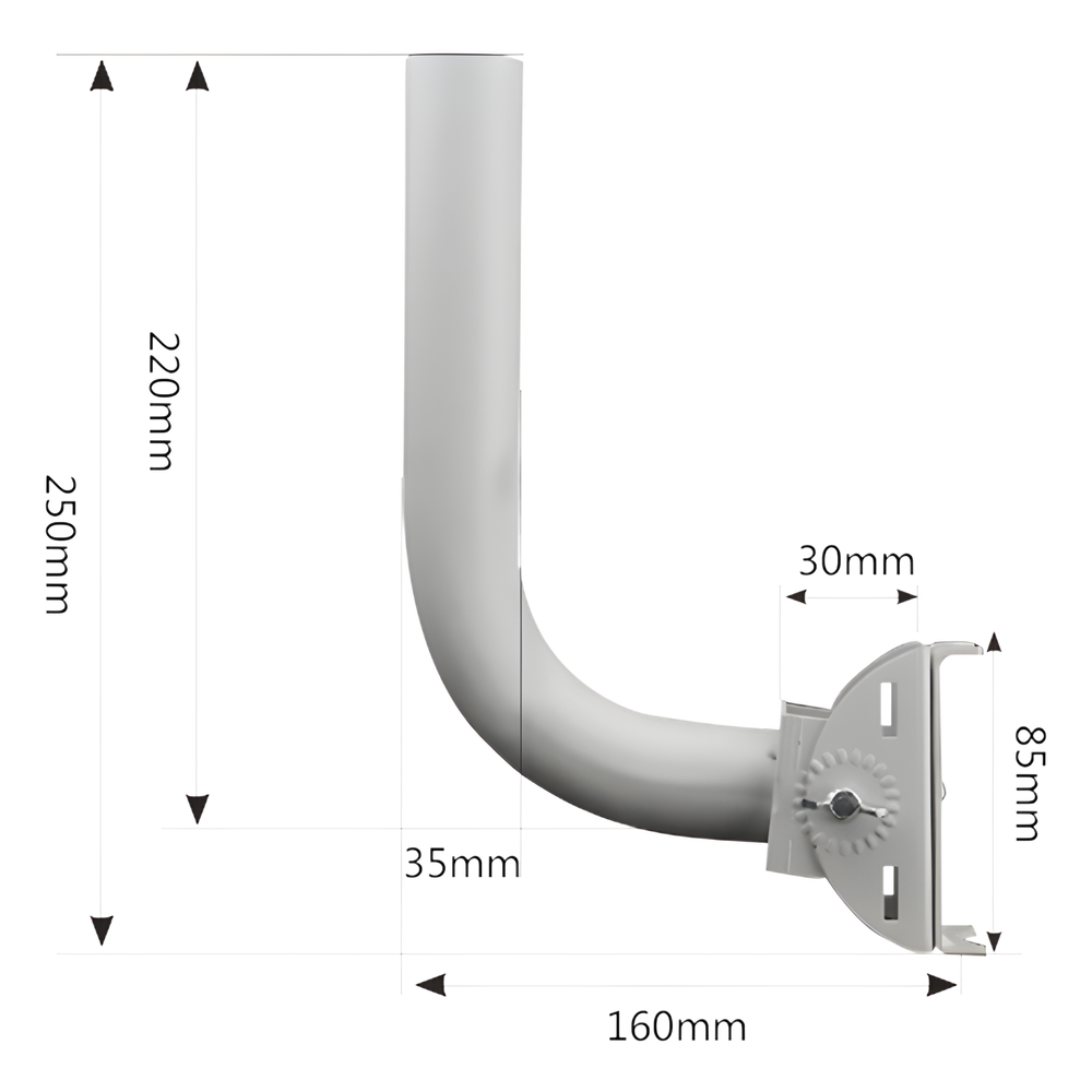 Montaje universal flexible para instalación en poste o pared, compatible con equipos Ubiquiti, Mimosa, Cambium y Altai