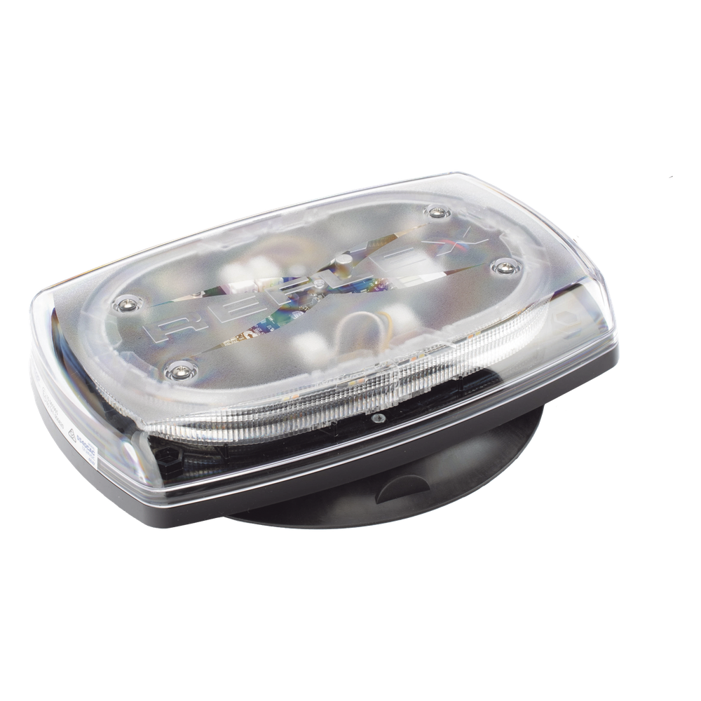 Mini torreta de 48 LED 10 Pulgadas, Ambar/Claro, Lente Transparente, Montaje Con Iman Y Conexion Para Encendedor De Vehiculo