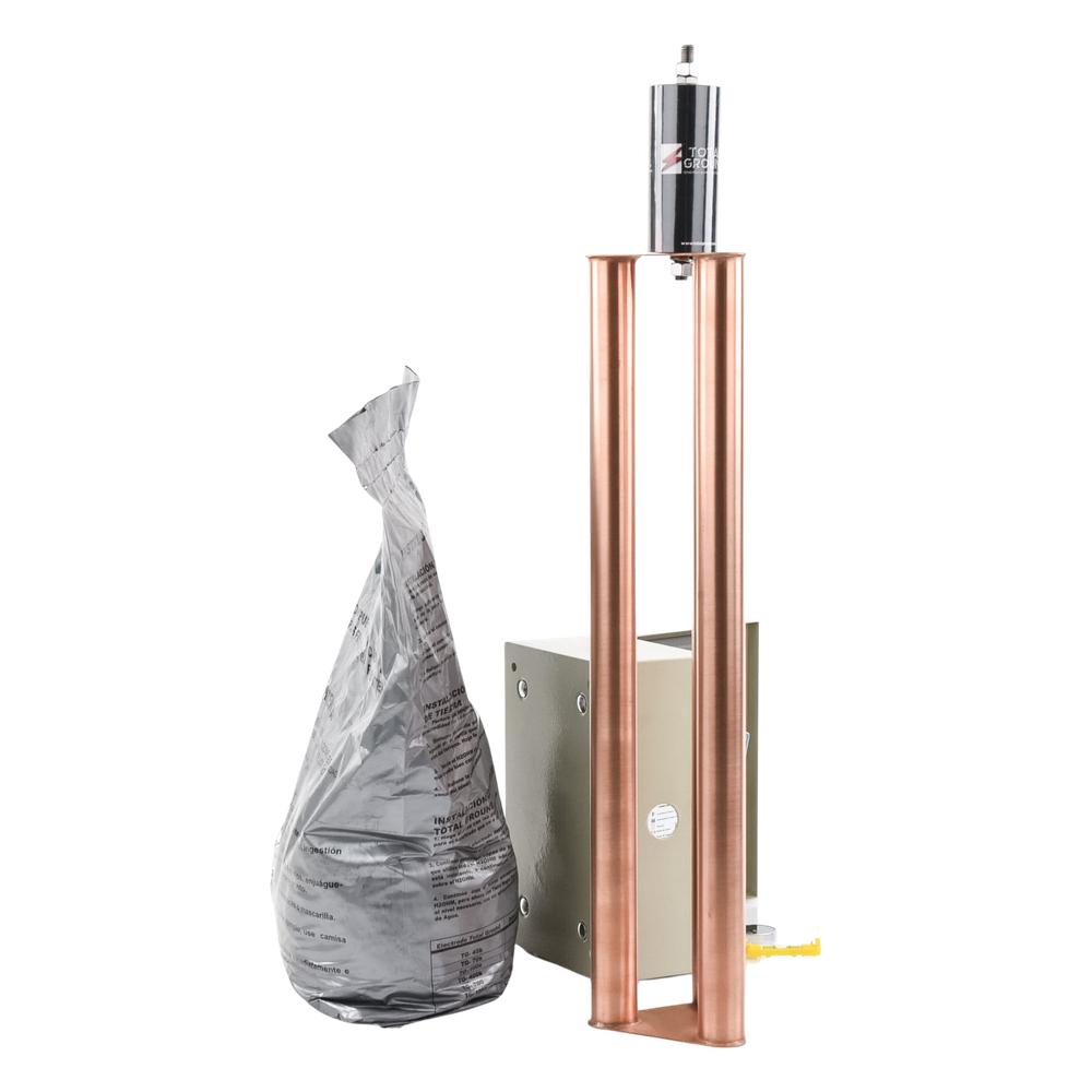 Kit de puesta a tierra de 100 Amperes con Electrodo, Filtro, Acoplador y Compuesto H2Ohm.